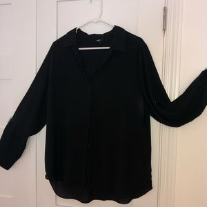 Black chiffon button down blouse